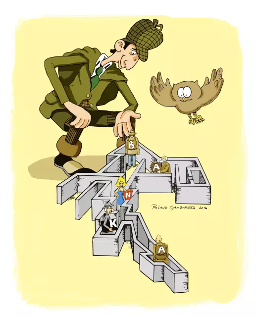 Ckarikatura banke detektiv sova