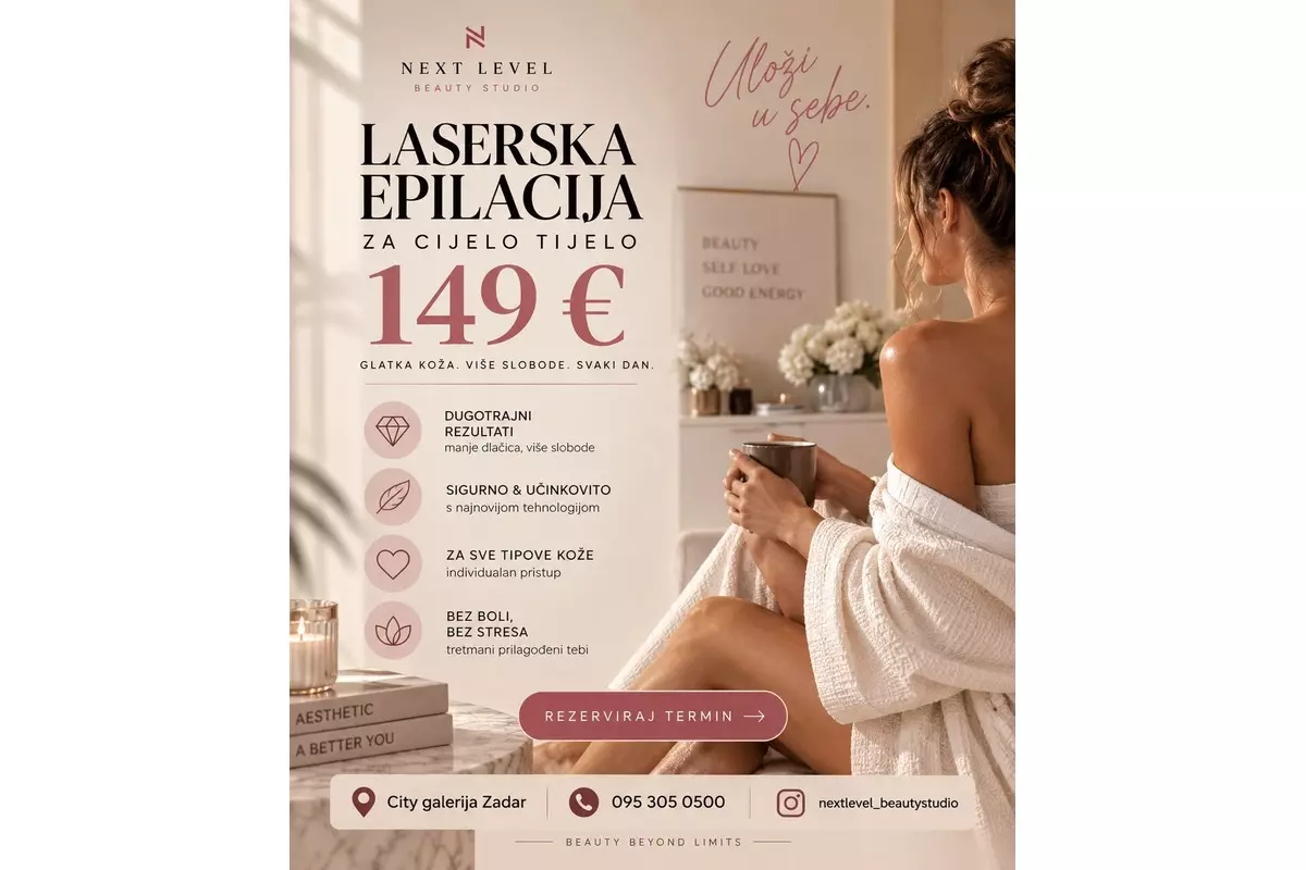 Laserska depilacija u kozmetičkom salonu u Zadru