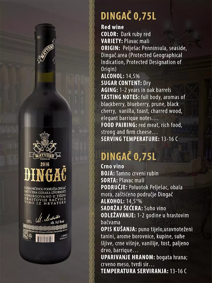 Prodaja kvalitetnog vina Dingač u Potomju u Hrvatskoj
