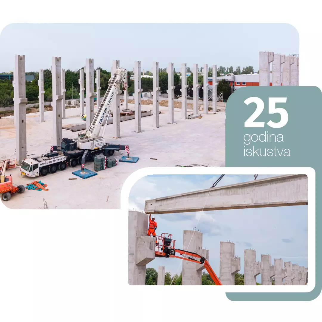 Armirano-betonska, montažna-betonska konstrukcija, Zagreb