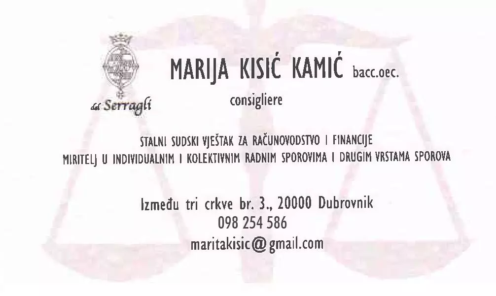 STALNI SUDSKI VJEŠTAK ZA RAČUNOVODSTVO I FINANCIJE MARIJA KISIĆ KAMIĆ, BACC.OEC.