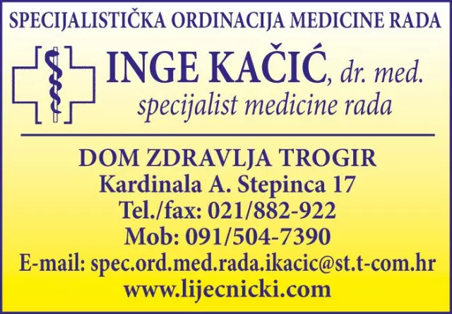 SPECIJALISTIČKA ORDINACIJA MEDICINE RADA DR. INGE KAČIĆ