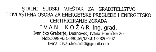 Ivan Kožar stalni sudski vještak za područja građevinarstva i procjene vrijednosti nekretnina