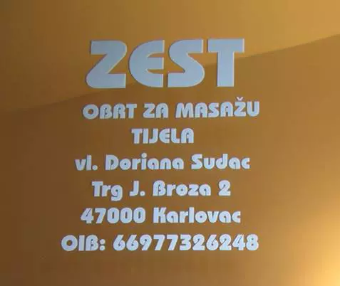 ZEST, OBRT ZA MASAŽU TIJELA, VL. DORIANA SUDAC